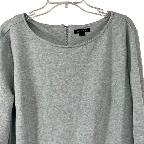 H By Halston Tunic Top 3/4 Sleeves Light Green Womens L Zipper Detail Round Neck - Picture 3 of 7
